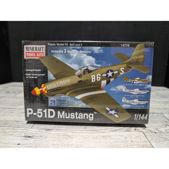 P-51D Mustang Plane 1/144 Scale Minicraft Model Kits Has 3 Marking Options - Picture 1 of 3